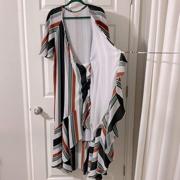 Gibson & Latimer fall tone striped high low wrap dress - size M - fits like a L - Picture 8 of 10